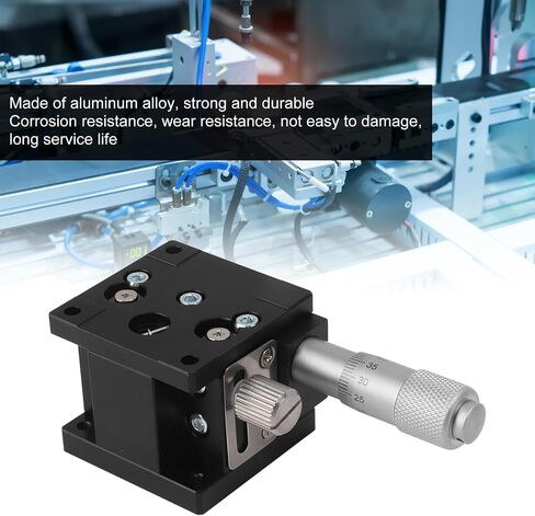 Micrometer Manual Linear Stage LZ40 Bearing Sliding Table, Aluminum Alloy, 10mm Stroke Displacement Trimming, 19.6N Load, Table Cross Roller for Precise Positioning, 40x40mm in Saudi Arabia
