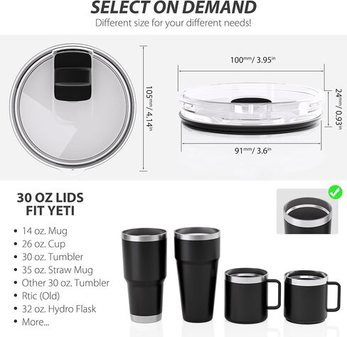20 oz Tumbler Lid for YETI, 2Pack Replacement Lids for 20oz YETI | For Yeti 20oz Tumbler & 10 oz Lowball, 10 oz Mug, BPA Free, Coffee Cup Covers with Magnetic Slider for School Year Gift in Saudi Arabia