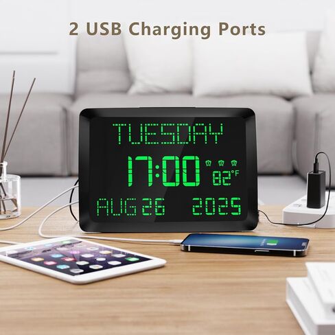 راينيك ساعة حائط رقمية باضاءة LED قابلة للتعتيم (11.5 انش كبيرة، 12/24 ساعة) in Kuwait