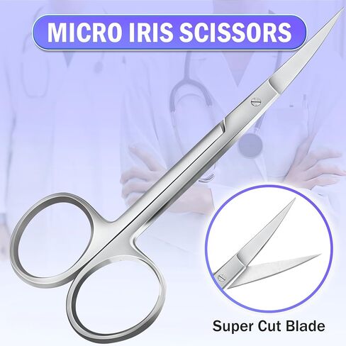 POSHOME IRIS MICRO DISCECTING Curved 4.5 بوصة مختبر مقص - مقص طبي دقيق مع تصميم فائق النقطة الفائقة - مقص مختبر جراحي احترافي للأطباء in Kuwait