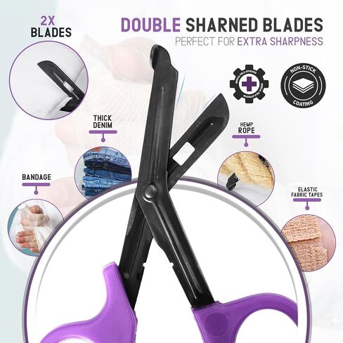 Medical Scissors 7.5" – Pink Trauma Shears with Fluoride-Coated Non-Stick Blades, Stainless Steel Bandage Scissors for Doctors, Nurses, EMT, EMS, and Nursing Students - Pink in Saudi Arabia