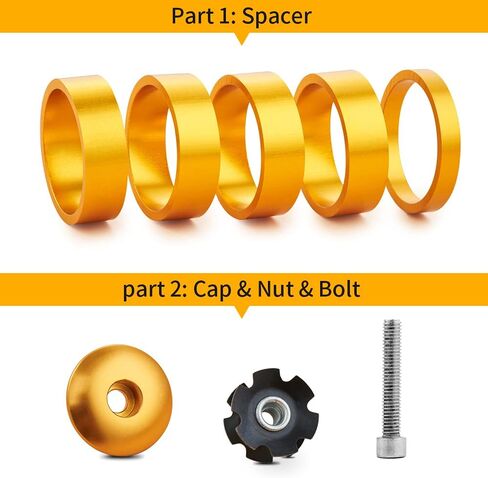 Bicycle Headset Spacer 1-1/8 inch 28.6mm with Stem Top Cap(Carbon Fiber),Headset Star Nut and Long Titanium Bolt Aluminium Alloy MTB Road Bike Stem Headset Spacer in Saudi Arabia