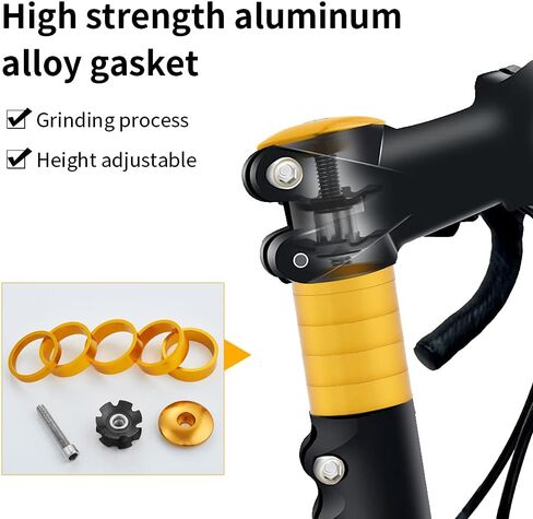 Bicycle Headset Spacer 1-1/8 inch 28.6mm with Stem Top Cap(Carbon Fiber),Headset Star Nut and Long Titanium Bolt Aluminium Alloy MTB Road Bike Stem Headset Spacer in Saudi Arabia