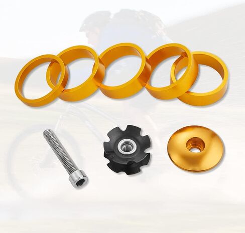 Bicycle Headset Spacer 1-1/8 inch 28.6mm with Stem Top Cap(Carbon Fiber),Headset Star Nut and Long Titanium Bolt Aluminium Alloy MTB Road Bike Stem Headset Spacer in Saudi Arabia