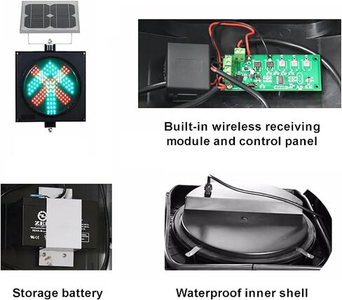 Industrial Solar Traffic Stop Light 1 Light X/Arrow, Red/Green Stop and Go Light with Remote Control, Industrial Signal Light with Solar Panel, for Intersections, Roads, in Saudi Arabia