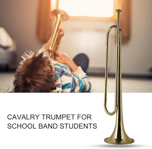 Bugle, Brass Trumpet Bugle Horn Cavalry Trumpet Brass Instruments with 20.5in Length and 4.8in Speaker Diameter for School Band Students Beginner Orchestra Music in Saudi Arabia