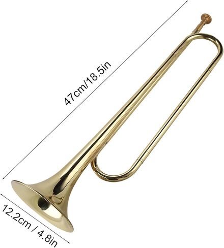 Bugle, Brass Trumpet Bugle Horn Cavalry Trumpet Brass Instruments with 20.5in Length and 4.8in Speaker Diameter for School Band Students Beginner Orchestra Music in Saudi Arabia