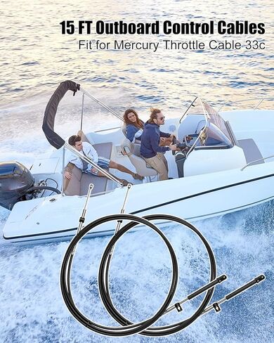 15FT Throttle and Shift Cables Fit for Mercury MerCruiser Marine Force Outboard GEN I 33c, 2PCS Outboard Engine Control Cables in Saudi Arabia