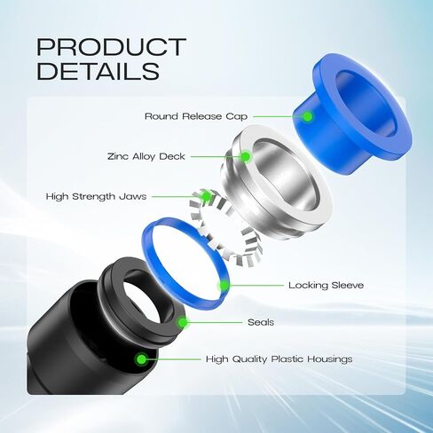 60pcs تجهيزات خرطوم الهواء Connect Quick 5/32 "1/4" 5/16 "3/8" 1/2 بوصة OD PNEUMATIC PRESS-TO-CONNECT TOPTERS LINE LINE 5/32 1/4 5/16 3/8 1/2 INC OD TUBE in Kuwait