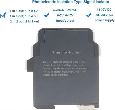 AC 85-265V مزودات الطاقة التناظرية عزل إشارة الإشارة الرقمية 4-20MA محول الإشارة التناظرية (1 في 1 OUT ، 4-20MA إلى 0-10V_AC 85-265V الطاقة) in Kuwait