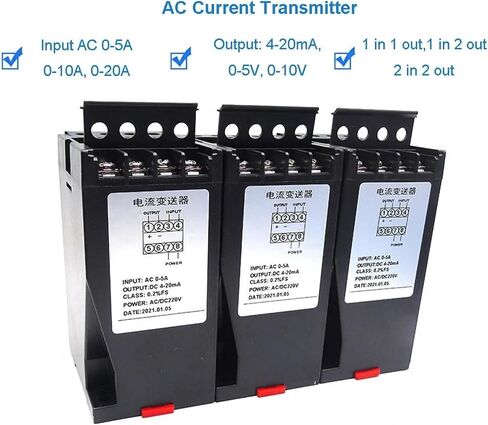 إدخال تيار التيار المتردد أحادي الطور وجهد الجهد 0-20A إدخال 4-20MA 0-5V 1 في 2 OUT عزل ثلاثي المستقر (إدخال AC 0-5A ، 0-10V Output_1 في 2 Out_DC 24V) in Kuwait