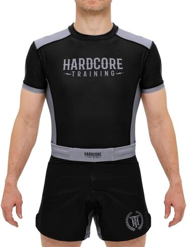 Hardcore Training Neocamp Men's Rash Guard Compression Shirt Short Sleeve MMA No-Gi Tight BJJ Grappling Base Layer Fitness in Kuwait