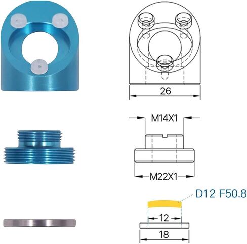 رأس ليزر Fonland K40 CO2 مع مساعدة الهواء لآلة نقش نقش K40 ليزر ، عدسة DIA 12/18MM FL50.8MM و DIA 16MM FL25.4 مم مرآة 20 ملم in Saudi Arabia