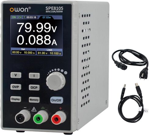 OWON Lab Power Supply (0-80V 0-20 A), Programmable Max 500w Out Power Bench DC Power Supply with 2.8inch LCD Display and Output Enable/Disable Button SPE8205 in Saudi Arabia