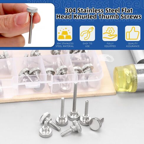 Glarks 42pcs M3 x 6/8/10/12/16/20/30MM Knurled Round Thumb Screws, Fully Threaded Thumb Screw Bolts, Flat Knurled Head Thumb Screws Bolts, Shoulder Grip Knobs Fasteners for Electronic, Mechanical in Saudi Arabia