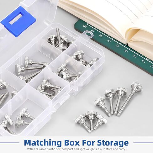 Glarks 42pcs M3 x 6/8/10/12/16/20/30MM Knurled Round Thumb Screws, Fully Threaded Thumb Screw Bolts, Flat Knurled Head Thumb Screws Bolts, Shoulder Grip Knobs Fasteners for Electronic, Mechanical in Saudi Arabia