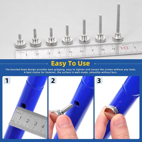 Glarks 42pcs M3 x 6/8/10/12/16/20/30MM Knurled Round Thumb Screws, Fully Threaded Thumb Screw Bolts, Flat Knurled Head Thumb Screws Bolts, Shoulder Grip Knobs Fasteners for Electronic, Mechanical in Saudi Arabia