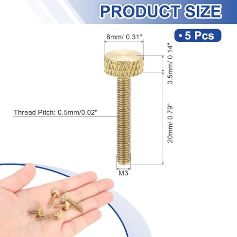 Uxcell 5pcs M3x12mm النحاس مسامير الإبهام ، مقابض مسطحات مسطحة مقابض من أحواض الإبهام الماس الصلبة المسمار المسمار الملمس. in Kuwait