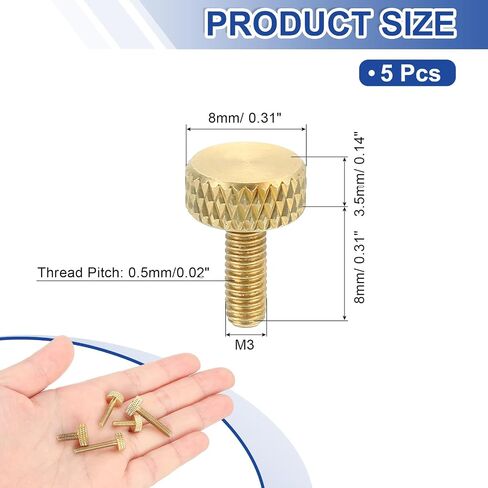 Uxcell 5pcs M3x12mm النحاس مسامير الإبهام ، مقابض مسطحات مسطحة مقابض من أحواض الإبهام الماس الصلبة المسمار المسمار الملمس. in Saudi Arabia
