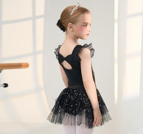 Jiamy Girls Ballet Hoodards 3 PCS مع توتو قابلة للإزالة تنورة كشكش الأكمام ثياب ملابس الزي القوس الخلفية Scrunchy 3-10y in Saudi Arabia
