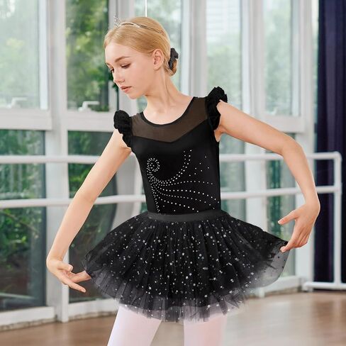 Jiamy Girls Ballet Hoodards 3 PCS مع توتو قابلة للإزالة تنورة كشكش الأكمام ثياب ملابس الزي القوس الخلفية Scrunchy 3-10y in Saudi Arabia