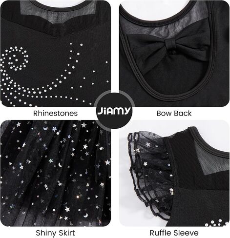 Jiamy Girls Ballet Hoodards 3 PCS مع توتو قابلة للإزالة تنورة كشكش الأكمام ثياب ملابس الزي القوس الخلفية Scrunchy 3-10y in Saudi Arabia