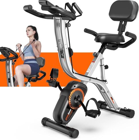 pooboo Exercise Bike, 3-in-1 Foldable Stationary Bike with Elliptical Mode, Adjustable Seat, Magnetic Resistance, Ultra-Quiet Indoor Bike with Rollers for Home Fitness and Rehab Training in Saudi Arabia