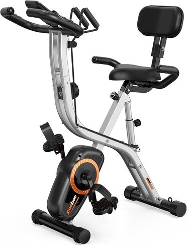 pooboo Exercise Bike, 3-in-1 Foldable Stationary Bike with Elliptical Mode, Adjustable Seat, Magnetic Resistance, Ultra-Quiet Indoor Bike with Rollers for Home Fitness and Rehab Training in Saudi Arabia