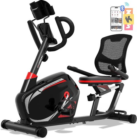 Harison Pro Recumbent Exercise Bike 400 lbs ، دراجة مغناطيسية للبالغين وكبار السن ، دراجة ثابتة للمنزل مع تطبيق Bluetooth الذكي ، 2 في 1 شاشة LCD وحامل الكمبيوتر اللوحي in Kuwait