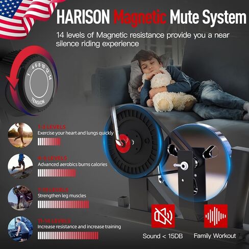 Harison Pro Recumbent Exercise Bike 400 lbs ، دراجة مغناطيسية للبالغين وكبار السن ، دراجة ثابتة للمنزل مع تطبيق Bluetooth الذكي ، 2 في 1 شاشة LCD وحامل الكمبيوتر اللوحي in Kuwait