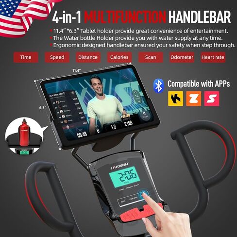 Harison Pro Recumbent Exercise Bike 400 lbs ، دراجة مغناطيسية للبالغين وكبار السن ، دراجة ثابتة للمنزل مع تطبيق Bluetooth الذكي ، 2 في 1 شاشة LCD وحامل الكمبيوتر اللوحي in Kuwait