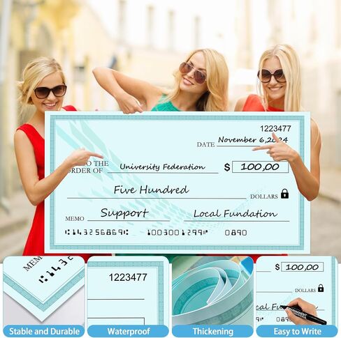 30" x 16" Large Check - Reusable Big Fake Checks for Presentations,Giant Dry Erase Check, Novelty Oversized Blank Checks for Fundraisers Endowment Raffle Reward Winners Events in Saudi Arabia
