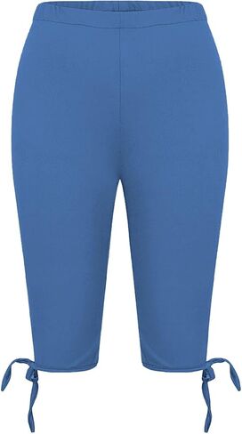 Capri Leggings for Women Knee Length Soft Elastic Waist Yoga Capris Pants Summer Lightweight Running Cropped Tights in Kuwait