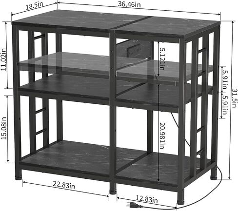 Reinforced 40-50 Gallon Aquarium Stand with Power Outlet | Ultra-Stable 750LBS Capacity Metal Fish Tank Stand for Reptile/Aquatic Setups | 5-Tier Adjustable 37"x19" Steel Shelving System in Kuwait