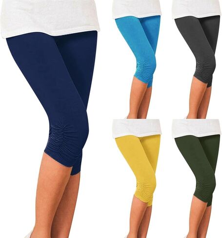 طماق كابري للنساء بطول الركبة ناعمة صالة رياضية اقتصاص صالة تجريب بانت مريحة مريحة لليوغا كابريس in Kuwait