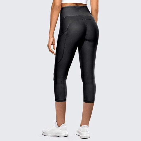 Capri Leggings with Pocket for Women Tummy Control Yoga Pants Reflective Running Compression Capris Tights in Saudi Arabia