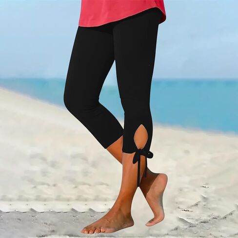 Capri Leggings for Women High Waisted Tummy Control Workout Yoga Pants Stretchy Summer Vacation Beach Capris Tights in Kuwait