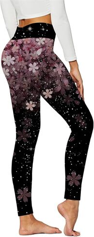 Print Leggings for Women High Waist No See Through Tummy Control Tights Stretch Skating Running Cycling Yoga Pants in Kuwait