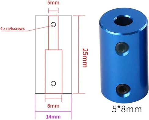 1PC D14 L25 ألومنيوم سبيكة اقتران التجوي 3x5mm 4x6mm 5x8mm طابعة ثلاثية الأبعاد المسمار المسمار لمحرك السائر (3x8mm) in Kuwait