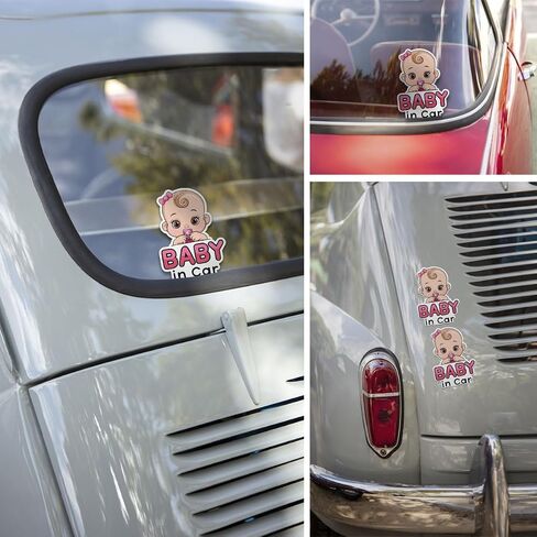 3 Pcs Blue Baby in Car Sticker Child in Car Sticker Baby in Car Safety Decal Kids on Board Stickers for Laptop Car Water Bottle Phone Case Hat Helmet Gifts 5"x5" in Saudi Arabia
