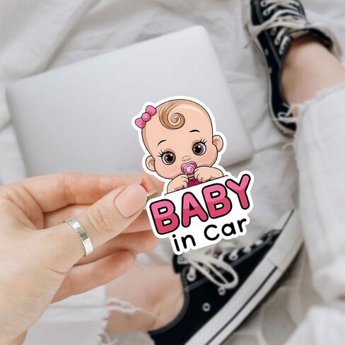 3 Pcs Blue Baby in Car Sticker Child in Car Sticker Baby in Car Safety Decal Kids on Board Stickers for Laptop Car Water Bottle Phone Case Hat Helmet Gifts 5"x5" in Saudi Arabia