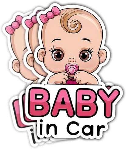 3 Pcs Blue Baby in Car Sticker Child in Car Sticker Baby in Car Safety Decal Kids on Board Stickers for Laptop Car Water Bottle Phone Case Hat Helmet Gifts 5"x5" in Saudi Arabia