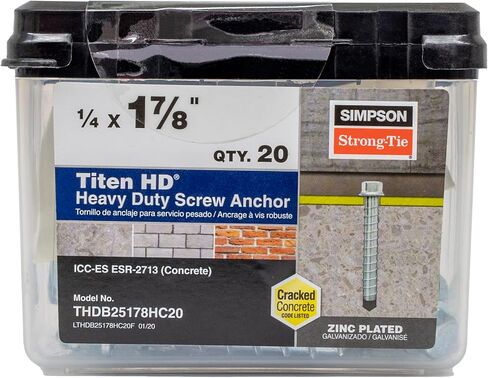 Simpson Strong-Tie THDB25400H 1/4 Inch x 4 Inch, Hex Washer Head, Zinc Plated Titen HD Heavy-Duty Screw Anchor for Concrete, Easy Installation (Pack of 50) in Saudi Arabia