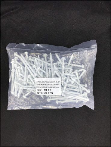 Hex Head 304 Stainless Steel Concrete Screws 100 BG (1/4 X 3", White) in Saudi Arabia