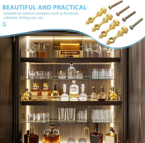 FAVOMOTO 12PCS Railing Bracket Spindles Furniture Connectors, Gold Metal Post End Caps Railing Post Connector Cap Cabinets Metal Gallery Spindles for Glass Furniture Cabinets in Saudi Arabia
