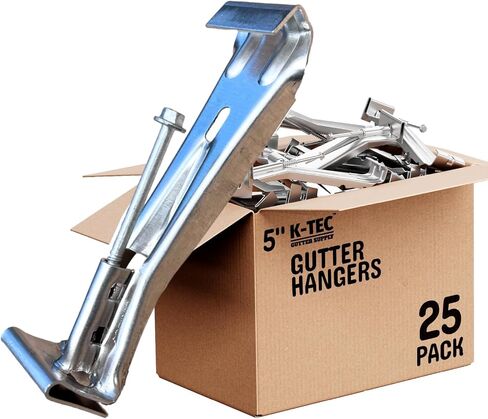 Hidden Gutter Hangers 5 Inch with a Pre-Inserted Rust Resistant Screw - Heavy Duty Rain Gutter Brackets Fastener with Clip for 5" K-Style Aluminum Gutters - Easily Repair Sagging Gutters - 50 Pack in Kuwait