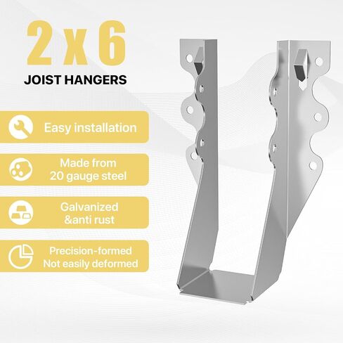 25 PCS 2x6 شماعات الرافعة ، LU26 20 Gauge مقص مزدوج وجه Mount Loist ، وعلاقات الإعصار لأقواس ربط العوارض الرصاصية رائعة لسطح الأرضية ورواد السقف in Kuwait