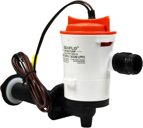 SEAFLO 05 Series 800 GPH Angled Baitwell/Livewell Pump- 12V DC, Detachable Motor, Corrosion-Resistant Submersible Aerator for Freshwater and Saltwater Use - CE & Rohs Certified-4 Year Warranty in Saudi Arabia