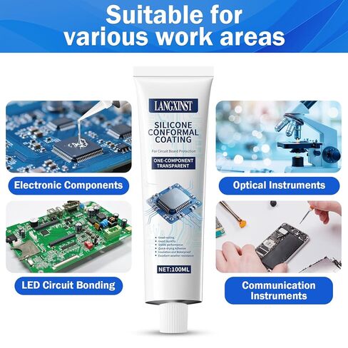 Conformal Coating for Electronics, Silicone Adhesive Sealant Transparent Insulating Sealant, Strong Fluidity Waterproof for Circuit Boards Appliance Control Boards LED Lamps,100ml in Kuwait