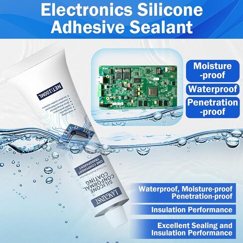 Conformal Coating for Electronics, Silicone Adhesive Sealant Transparent Insulating Sealant, Strong Fluidity Waterproof for Circuit Boards Appliance Control Boards LED Lamps,100ml in Kuwait